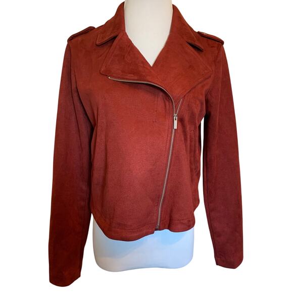 Lauren Conrad Moto Jacket burgundy red Small NEW - Picture 1 of 8